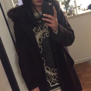 Ellen Tracy wool Fox fur trim jacket